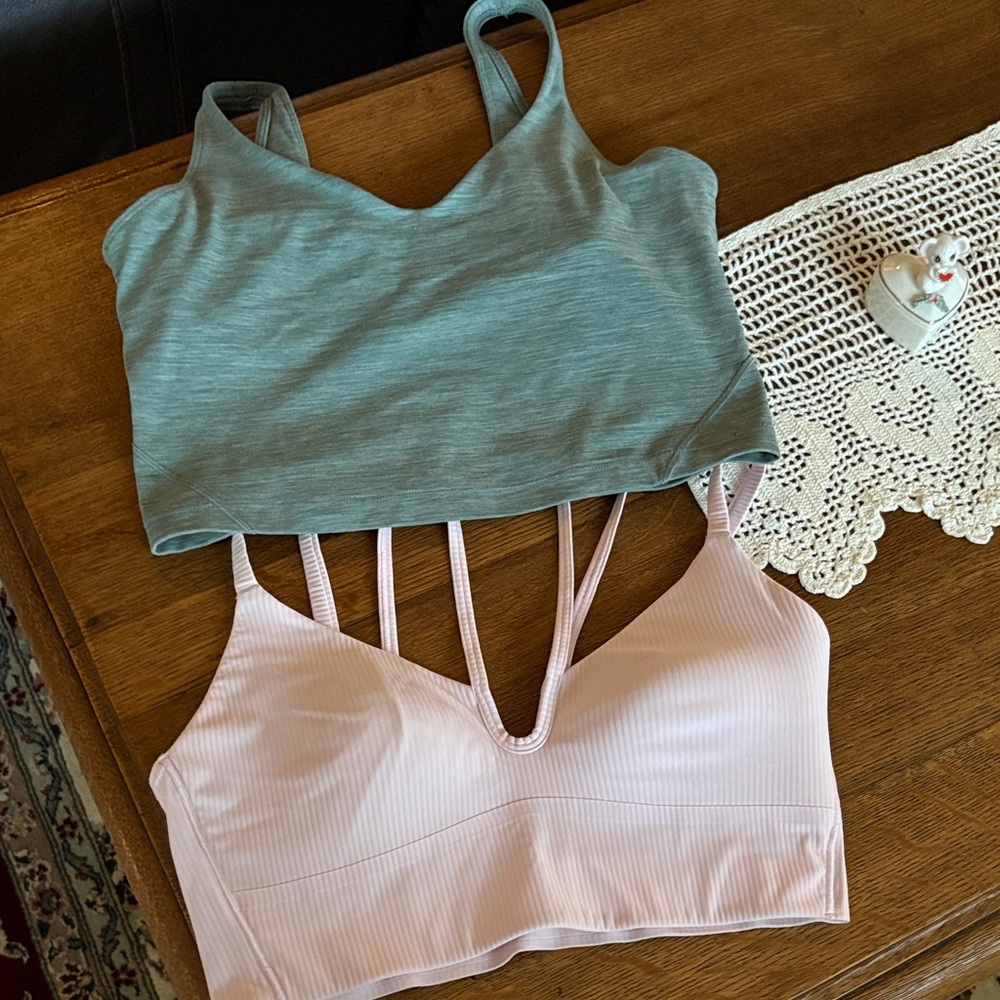lululemon athletica Teal and Light Pink Strappy Bras
